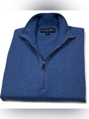 Brooks Brothers Supima Cotton Quarter Zip Blue Sweater Men’s Size M Golf Qzip